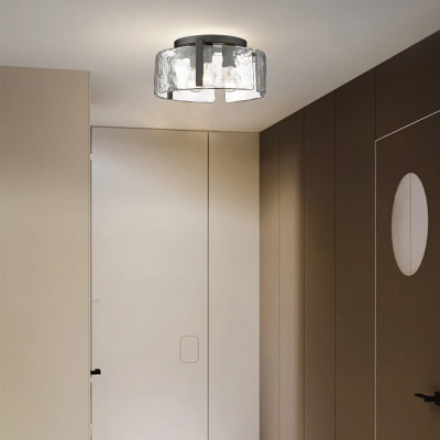Ozu Modern Water Ripple Glass Drum Flush Mount Light Ozu Modern Water Ripple Glass Drum Flush Mount Light