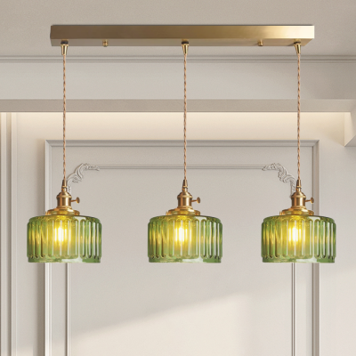 Zavier Vintage Cylinder Wave Pattern Glass Shade Chandelier Zavier Vintage Cylinder Wave Pattern Glass Shade Chandelier