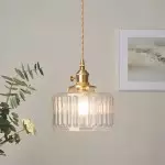 Zavier Vintage Cylinder Wave Pattern Glass Shade Chandelier