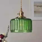 Zavier Vintage Cylinder Wave Pattern Glass Shade Chandelier
