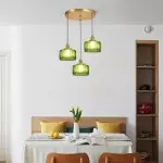 Zavier Vintage Cylinder Wave Pattern Glass Shade Chandelier