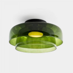 Ozu Modern Water Ripple Glass Drum Flush Mount Light