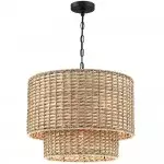 Harland Beachy Natural Rattan Double Drum Pendant Light