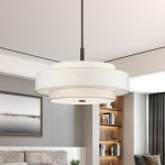 Harlow Linen Blend 5 Light Metal Dimmable Double Tier Barrel Pendant Light