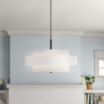 Harlow Linen Blend 5 Light Metal Dimmable Double Tier Barrel Pendant Light