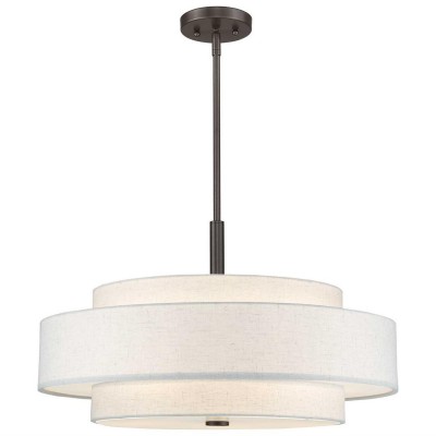 Harlow Linen Blend 5 Light Metal Dimmable Double Tier Barrel Pendant Light Harlow Linen Blend 5 Light Metal Dimmable Double Tier Barrel Pendant Light