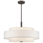 Harlow Linen Blend 5 Light Metal Dimmable Double Tier Barrel Pendant Light