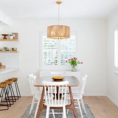 Haynes Rustic Rattan Dimmable Drum Pendant Light