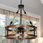 Jock French Gold Wagon Wheel Candle-Shaped Metal Chandelier