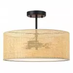 Zaylen Farmhouse Rattan Semi Flush Mount Ceiling Light