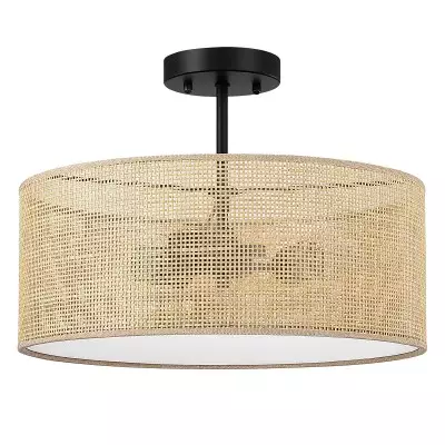 Zaylen Farmhouse Rattan Semi Flush Mount Ceiling Light Zaylen Farmhouse Rattan Semi Flush Mount Ceiling Light