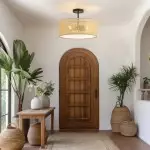 Zaylen Farmhouse Rattan Semi Flush Mount Ceiling Light