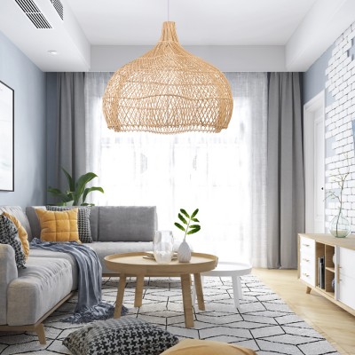 Janvi Rustic Farmhouse Style Rattan Novelty Pendant Light