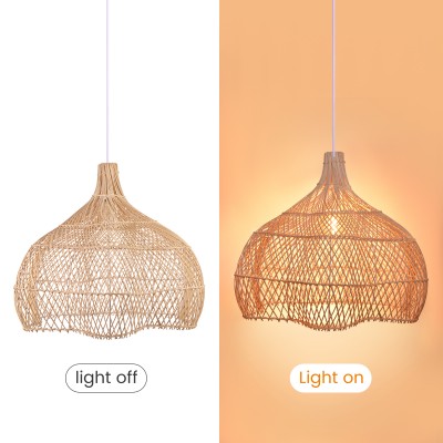 Janvi Rustic Farmhouse Style Rattan Novelty Pendant Light