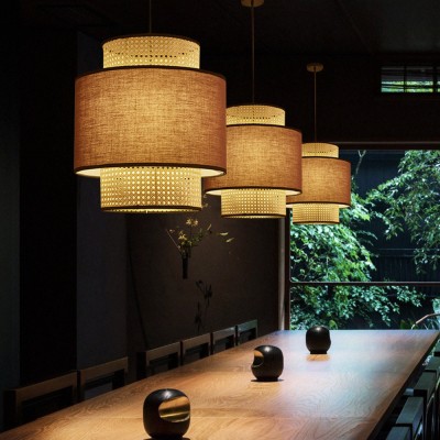 Trisha Rustic Double Cylinder Pendant Light