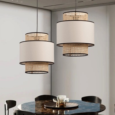 Trisha Rustic Double Cylinder Pendant Light