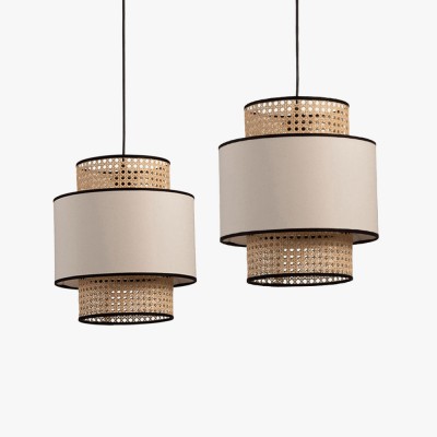 Trisha Rustic Double Cylinder Pendant Light