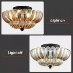 Raveena Vintage Amber Glass Semi Flush Mount Floral Ceiling Light