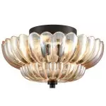 Raveena Vintage Amber Glass Semi Flush Mount Floral Ceiling Light