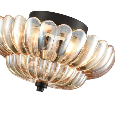 Raveena Vintage Amber Glass Semi Flush Mount Floral Ceiling Light Raveena Vintage Amber Glass Semi Flush Mount Floral Ceiling Light