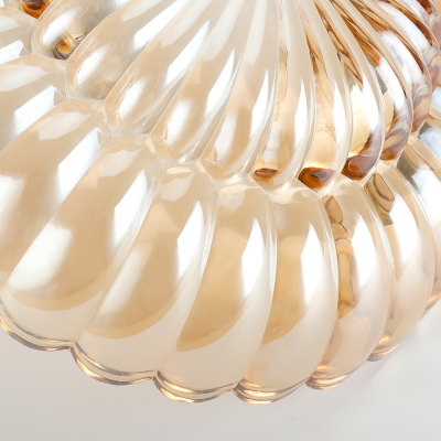 Raveena Vintage Amber Glass Semi Flush Mount Floral Ceiling Light Raveena Vintage Amber Glass Semi Flush Mount Floral Ceiling Light