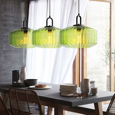Ivan Vintage Handmade Striped Glass Pendant Light Ivan Vintage Handmade Striped Glass Pendant Light