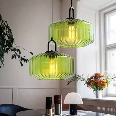 Ivan Vintage Handmade Striped Glass Pendant Light Ivan Vintage Handmade Striped Glass Pendant Light