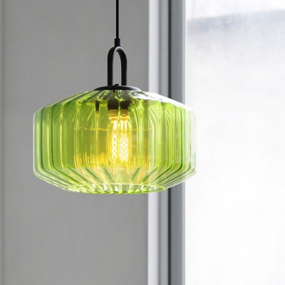 Ivan Vintage Handmade Striped Glass Pendant Light Ivan Vintage Handmade Striped Glass Pendant Light