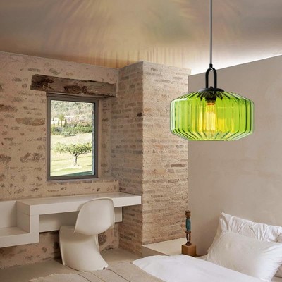 Ivan Vintage Handmade Striped Glass Pendant Light Ivan Vintage Handmade Striped Glass Pendant Light