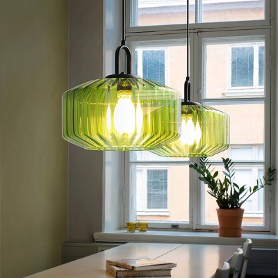 Ivan Vintage Handmade Striped Glass Pendant Light Ivan Vintage Handmade Striped Glass Pendant Light