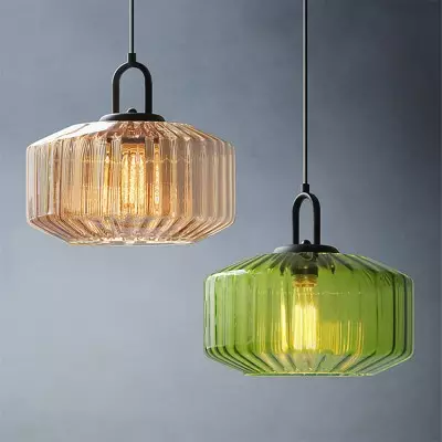 Ivan Vintage Handmade Striped Glass Pendant Light Ivan Vintage Handmade Striped Glass Pendant Light