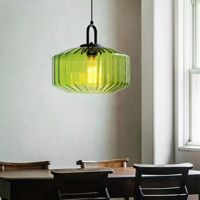 Ivan Vintage Handmade Striped Glass Pendant Light Ivan Vintage Handmade Striped Glass Pendant Light