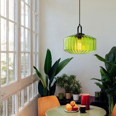 Ivan Vintage Handmade Striped Glass Pendant Light Ivan Vintage Handmade Striped Glass Pendant Light