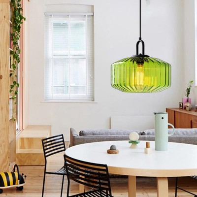 Ivan Vintage Handmade Striped Glass Pendant Light Ivan Vintage Handmade Striped Glass Pendant Light