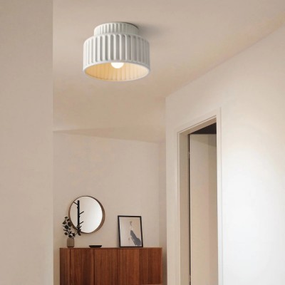Nicola Vintage Resin Cream Breeze Drum Semi-Flush Mount Ceiling Light Nicola Vintage Resin Cream Breeze Drum Semi-Flush Mount Ceiling Light