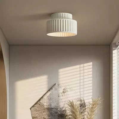 Nicola Vintage Resin Cream Breeze Drum Semi-Flush Mount Ceiling Light Nicola Vintage Resin Cream Breeze Drum Semi-Flush Mount Ceiling Light