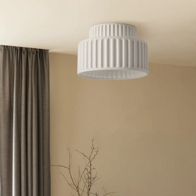 Nicola Vintage Resin Cream Breeze Drum Semi-Flush Mount Ceiling Light Nicola Vintage Resin Cream Breeze Drum Semi-Flush Mount Ceiling Light