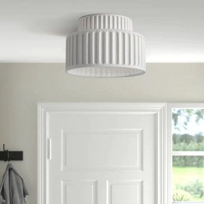 Nicola Vintage Resin Cream Breeze Drum Semi-Flush Mount Ceiling Light Nicola Vintage Resin Cream Breeze Drum Semi-Flush Mount Ceiling Light
