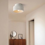Nicola Vintage Resin Cream Breeze Drum Semi-Flush Mount Ceiling Light