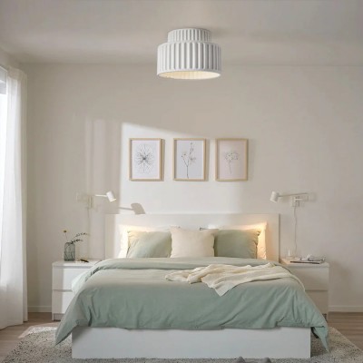 Nicola Vintage Resin Cream Breeze Drum Semi-Flush Mount Ceiling Light Nicola Vintage Resin Cream Breeze Drum Semi-Flush Mount Ceiling Light