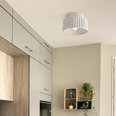 Nicola Vintage Resin Cream Breeze Drum Semi-Flush Mount Ceiling Light Nicola Vintage Resin Cream Breeze Drum Semi-Flush Mount Ceiling Light