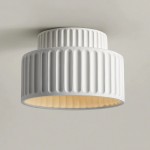 Nicola Vintage Resin Cream Breeze Drum Semi-Flush Mount Ceiling Light