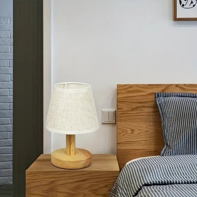 Julio Scandinavian Wooden Dimmable Linen Shade Table Lamp