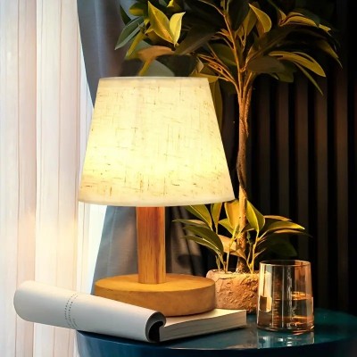 Julio Scandinavian Wooden Dimmable Linen Shade Table Lamp