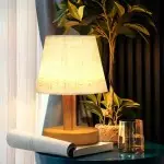 Julio Scandinavian Wooden Dimmable Linen Shade Table Lamp