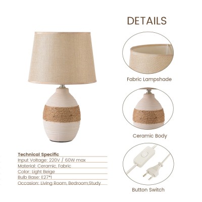 Rocco Handmade Simple Rustic Ceramic Table Lamp Rocco Handmade Simple Rustic Ceramic Table Lamp