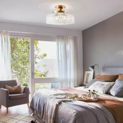 Santos Vintage Hand Carved Floral Clear Glass Semi Flush Mount Ceiling Light Santos Vintage Hand Carved Floral Clear Glass Semi Flush Mount Ceiling Light
