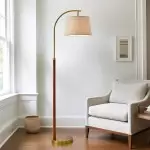 Zaden Vintage Gold Linen Shade Floor Lamp Zaden Vintage Gold Linen Shade Floor Lamp