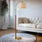 Zaden Vintage Gold Linen Shade Floor Lamp Zaden Vintage Gold Linen Shade Floor Lamp