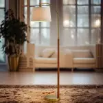 Zaden Vintage Gold Linen Shade Floor Lamp Zaden Vintage Gold Linen Shade Floor Lamp